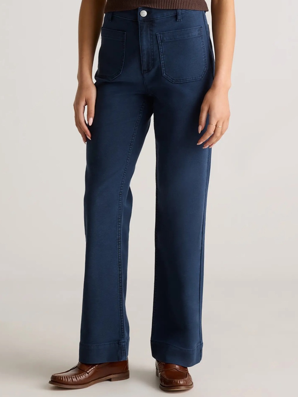 Quince Navy French Terry Wide-Leg Pants - Picture 5 of 11